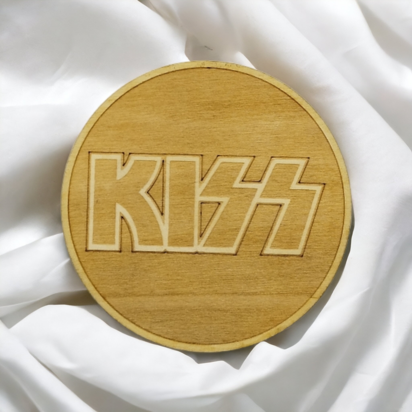 Set of 6 Kiss Wooden Coasters - Handmade Gift - Housewarming - Wood Kitchenware - Rock Band-3